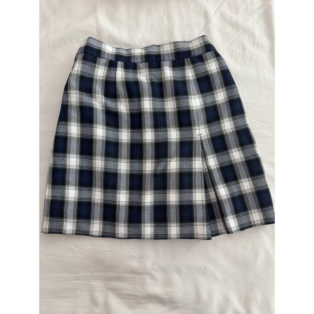 Parker Girls Plaid Pleated Skirt Pull-On Knee Length Blue White Size 10